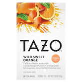 TAZO Wild Sweet Orange tea bags close-up with bright citrus aroma