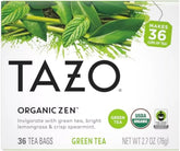 TAZO Zen green tea bag with mint and verbena, perfect for a refreshing morning ritual.