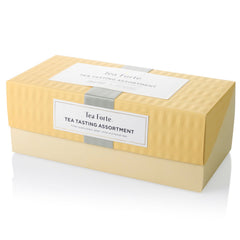 Gift set display with assorted Tea Forte blends and labeling