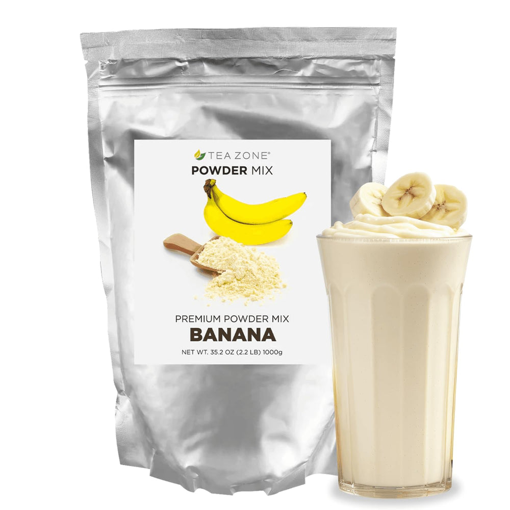 Tea Zone banana powder bag front shows premium packaging