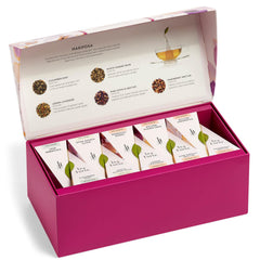 Tea Forte pyramid tea bags close-up highlighting premium whole-leaf infusions.