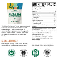 TEAki Hut unsweetened black tea powder dissolving into a refreshing cold beverage.
