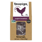 Teapigs English Breakfast tea bags in a 15-count box for a bold morning brew.