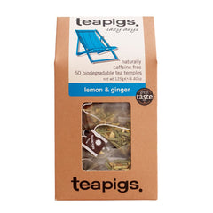 teapigs ginger lemon herbal tea bags pack 50 count for easy brewing