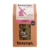 teapigs liquorice peppermint tea bags, 50-count, offer caffeine-free flavor and soothing aroma.