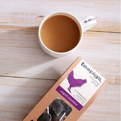 teapigs steeping tea in cup highlighting robust English breakfast flavor