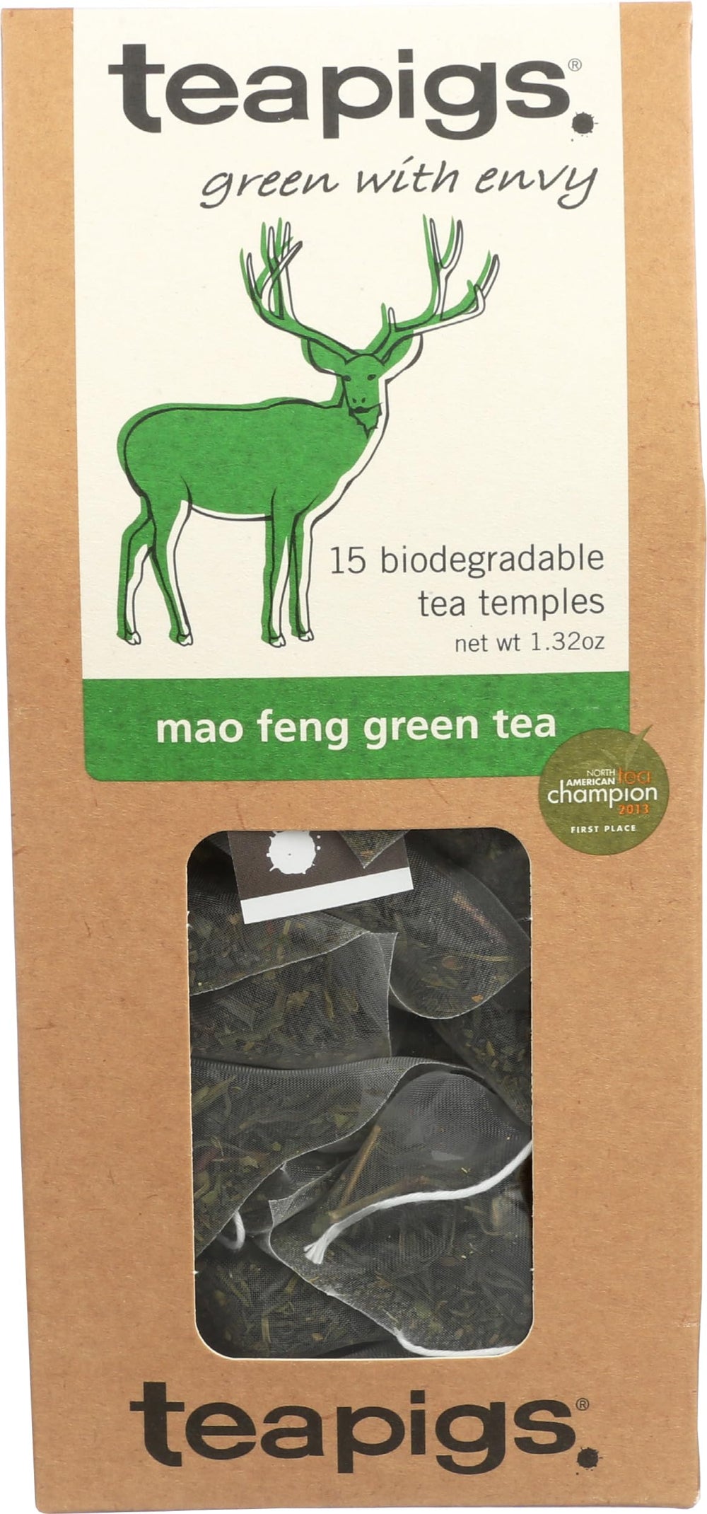 teapigs Tea Green Mao Feng tea bags yield a delicate, refreshing cup.
