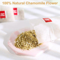 TEARELAE chamomile tea bags with resealable packaging to keep flavor fresh.