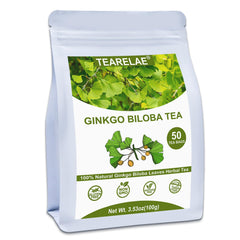 TEARELAE Ginkgo Biloba Tea Bags packaging highlights pure leaves for caffeine-free daily brewing