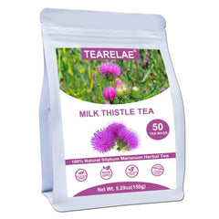 TEARELAE Milk Thistle Tea bags in a 50-pack, ready for daily herbal tea.