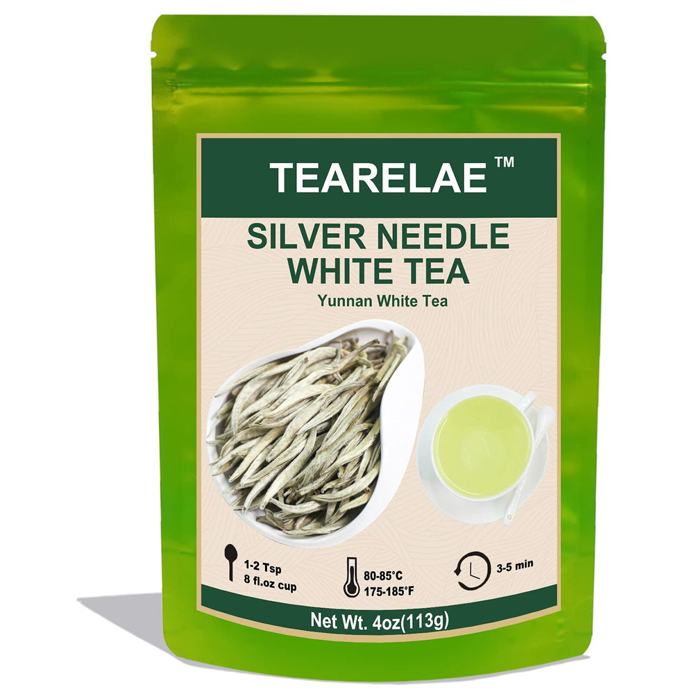 TEARELAE Silver Needle White Tea leaves in premium pack for a refined morning ritual.