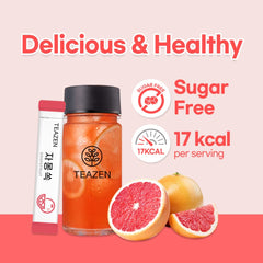 TEAZEN Grapefruit Tea Powder hibiscus and green tea blend showcases natural ingredients.