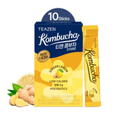TEAZEN Lemon Ginger packet dissolving quickly in water for on-the-go refreshment.