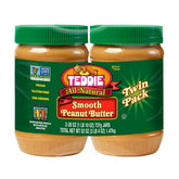 Teddie Smooth Peanut Butter jar ready for toast, protein-rich breakfast option.