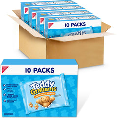 TEDDY GRAHAMS Honey Graham Snacks packaging shows four boxes for easy sharing.