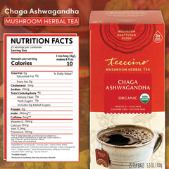 Teeccino Chaga Ashwagandha tea cup ready for cozy moments.