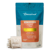 Teeccino Dandelion Caramel Nut tea bag ready for infusion with eco-friendly packaging.