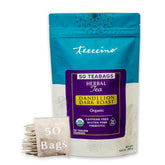 Teeccino Dandelion Tea bags in dark roast offer bold, caffeine-free coffee-like flavor.