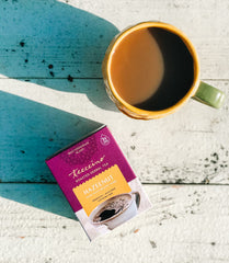 Teeccino Hazelnut Tea iced in glass for a refreshing option