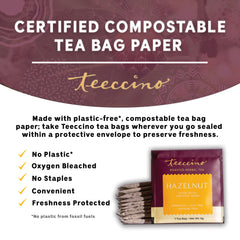 Teeccino Hazelnut Tea latte with milk for a creamy finish