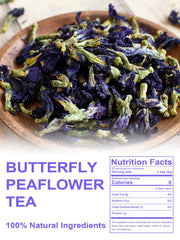 TeeLux Butterfly Pea Tea dried flowers emphasize purity for mindful brewing.