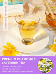 TeeLux chamomile lavender tea aroma steam rising from a cup for relaxation.