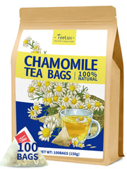 TeeLux chamomile tea packaging with compostable bags highlighting eco-friendly design.