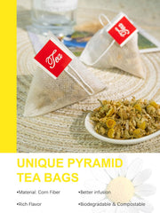 Sun-dried chamomile flowers preserved by TeeLux for natural flavor.