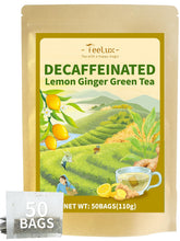 TeeLux Lemon Ginger decaf green tea packaging with eco-friendly bags
