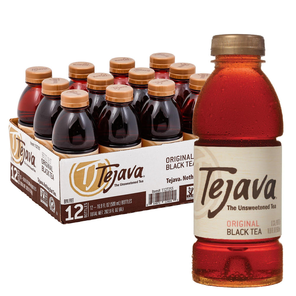 Tejava Original Black Tea bottle pour shows crisp, unsweetened refreshment for any moment.