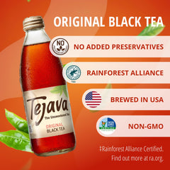 Tejava Original bottle pour captures smooth, bold black tea with a crisp finish.