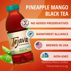 Tejava Pineapple Mango bottle pour highlighting bold, crisp finish