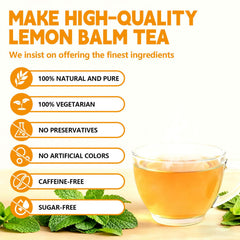 Tenyxarae lemon balm tea bags eco-packaging emphasizes sustainable sipping.