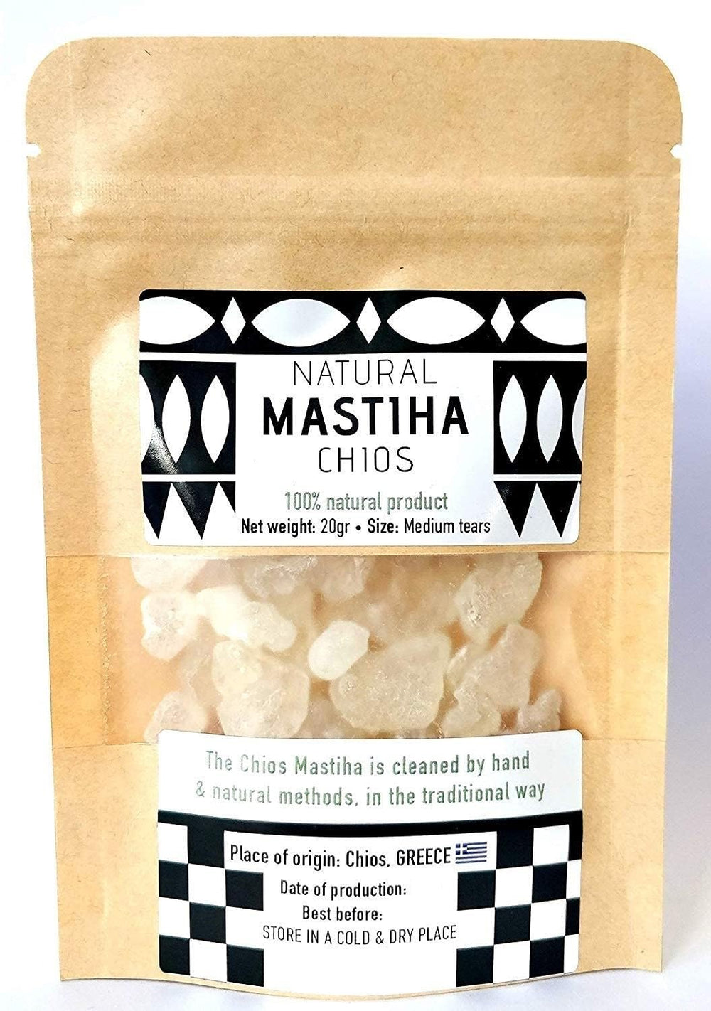 Terra Greek Chios Mastiha Tears 20g pack, authentic resin for cooking and skincare.