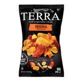Terra Original Vegetable Chips with Sea Salt in a bag; vegan and gluten-free.