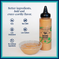 Terrapin Ridge Bang Bang Sauce glaze over fish tacos for color and heat