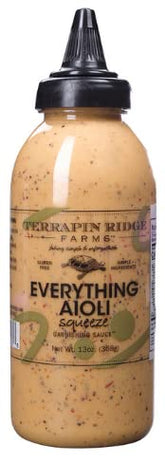 Terrapin Ridge Everything Aioli bottle ready to squeeze on sandwiches.