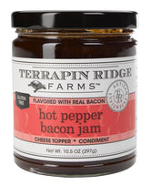 Terrapin Ridge Hot Pepper Bacon Jam jar on display for cheese boards.