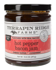 Terrapin Ridge Hot Pepper Bacon Jam jar on display for cheese boards.