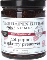 Terrapin Ridge Hot Pepper Raspberry Preserves bottle showcasing bold sweet-heat flavor for glazes