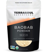 Terrasoul Baobab powder bottle adds citrusy flavor to smoothies.