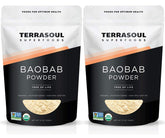 Terrasoul Baobab Powder packaging front showing organic credentials and product name.