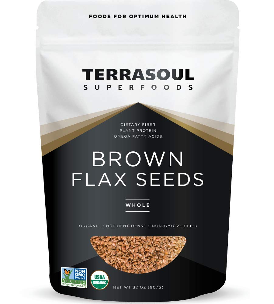 Terrasoul brown flax seeds in a 2lb bag provide an easy omega-3 boost.