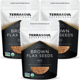 Terrasoul brown flax seeds 2lb pouch — rich omega-3 source for smoothies and baking