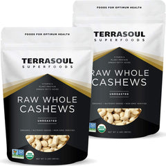 Terrasoul Superfoods cashews in two-pound resealable packaging for easy snacking.