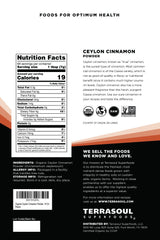 Close-up of Terrasoul Ceylon cinnamon powder highlighting fine texture.