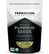 Terrasoul Superfoods pumpkin seeds in bag: crunchy, versatile snack for on-the-go.