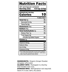 Lab test label on Terrasoul Ginger Powder signaling quality control