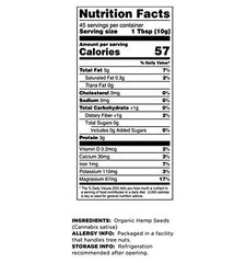 Terrasoul organic hemp seeds label emphasizing purity and vegan-friendly nutrition.