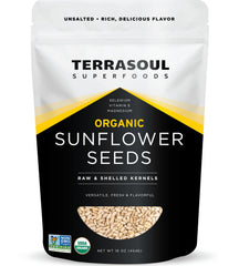 Terrasoul hulled sunflower seeds bag ready to snack, protein-rich option